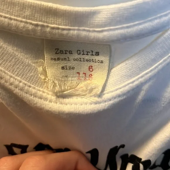Zara Girls’ “We Are Young” White Long-Sleeved Top - Picture 3 of 3
